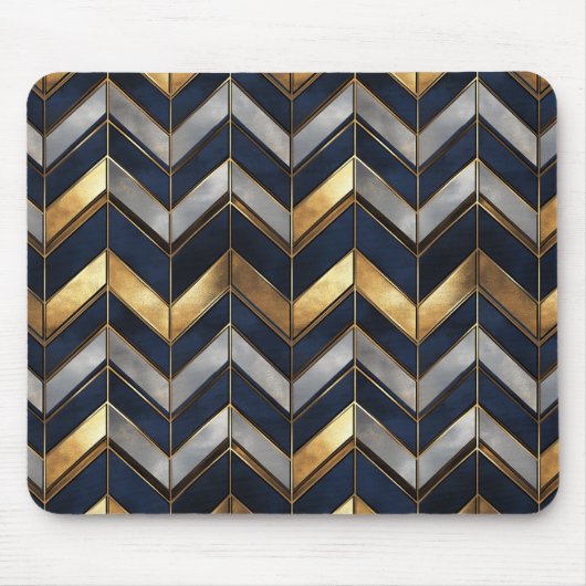 "Art Deco Luxus Design: Gold, Silver & Blue Mousepad (Vorne)