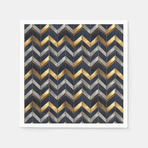 "Art Deco Luxus Design: Gold, Silver & Blue Serviette