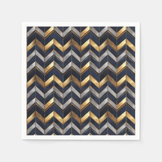 "Art Deco Luxus Design: Gold, Silver & Blue Serviette (Vorderseite)