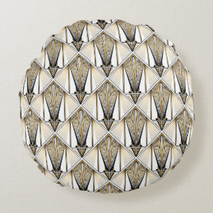Art Deco, Luxus-Goldmotiv Rundes Kissen