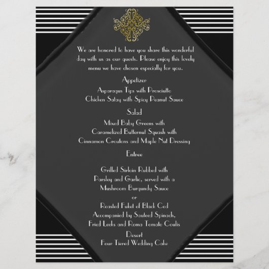 Art Deco Luxus-Hochzeitsmenü (Vorderseite)