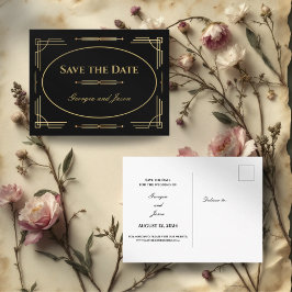 Art Deco Luxus Save the Date Card Einladungspostkarte