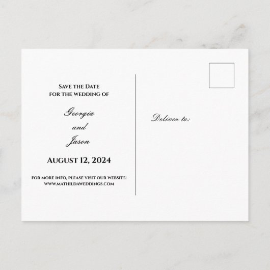 Art Deco Luxus Save the Date Card Einladungspostkarte (Rückseite)