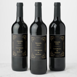 Art Deco Luxus schwarz elegantes Weinlabel Weinetikett
