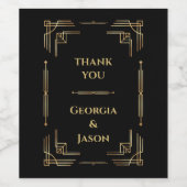 Art Deco Luxus schwarz elegantes Weinlabel Weinetikett (Einzelnes Label)