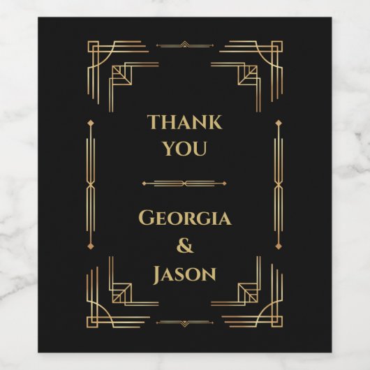 Art Deco Luxus schwarz elegantes Weinlabel Weinetikett (Einzelnes Label)