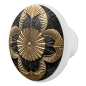 Art Deco Luxus Schwarz und Gold Keramikknauf (Rechts)