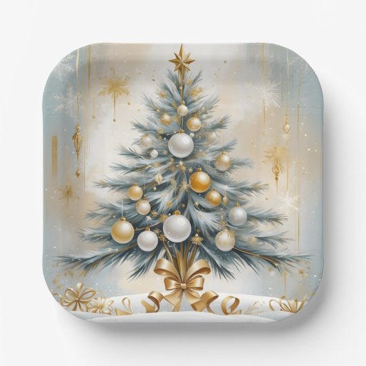 Art Deco Luxus Weihnachten Pappteller (Vorderseite)