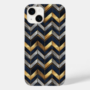"Art Deco Luxusdesign: Gold, Silber & Blau Case-Mate iPhone 14 Hülle