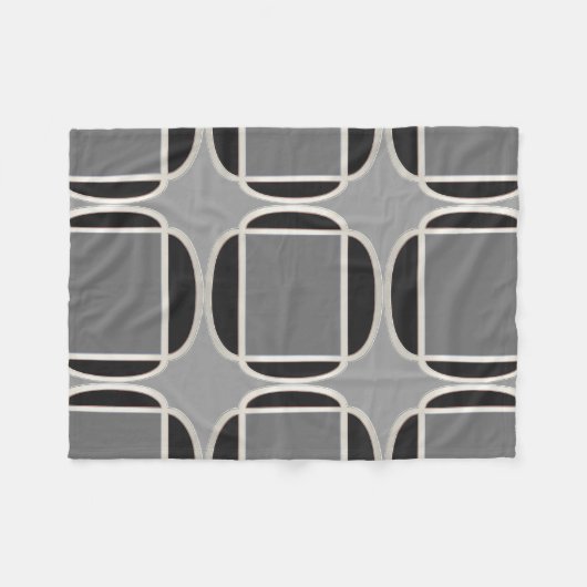 Art Deco macht Marokko in Schwarz und Grau Fleecedecke (Vorderseite (Horizontal))