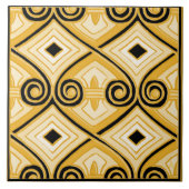 Art Deco macht Persia (Gelb und Schwarz) Fliese (Vorderseite)