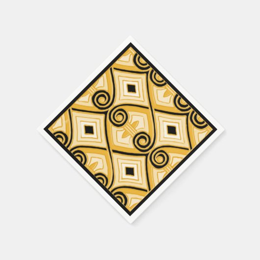 Art Deco macht Persia (Gelb und Schwarz) Serviette (Ecke)
