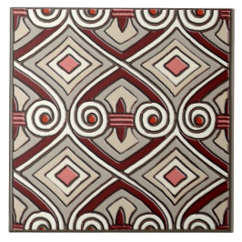Art Deco macht Persia (Tan, Coral, Gray und Maroon Fliese