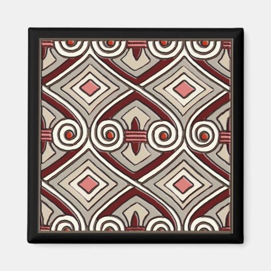 Art Deco macht Persia (Tan, Coral, Gray und Maroon Magnet (Vorne)