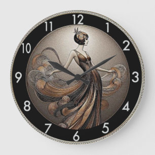 Art Deco Mädchen Große Wanduhr