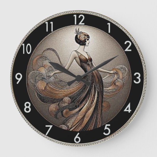 Art Deco Mädchen Große Wanduhr (Vorderseite)