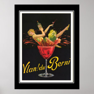 Art Deco Mädchen in Glas Vintage Poster