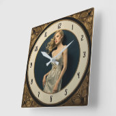 Art Deco Mädchen Quadratische Wanduhr (Winkel)