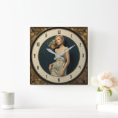 Art Deco Mädchen Quadratische Wanduhr (Zuhause)
