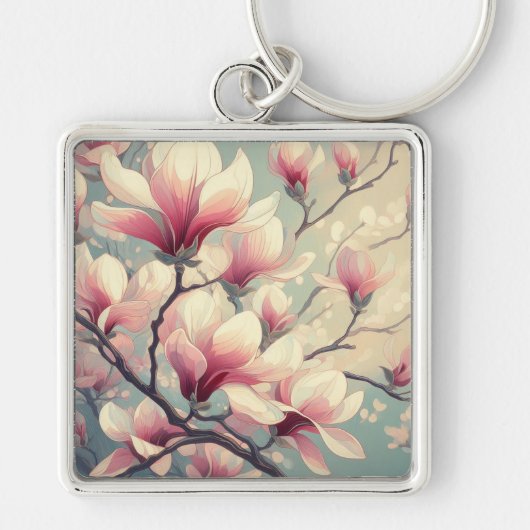 Art Deco Magnolia Schlüsselanhänger (Vorne)