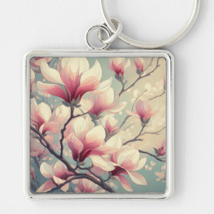 Art Deco Magnolienblüten Schlüsselanhänger