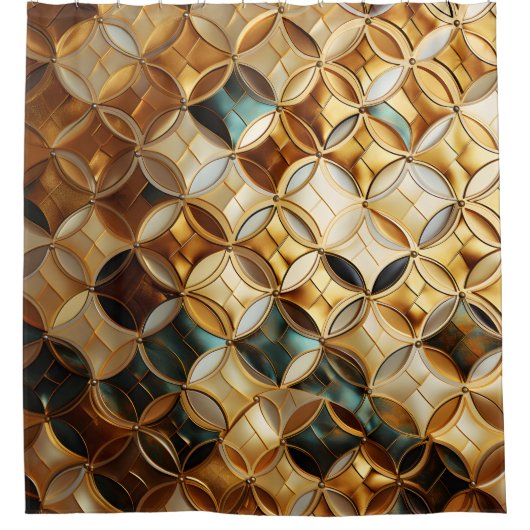 "Art Deco Majestic Mermaid Scales" Duschvorhang (Vorderseite)