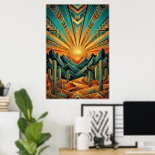 Art Deco Majestic Mesa Poster - Geometric Desert (Heimbüro)