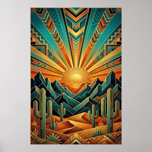 Art Deco Majestic Mesa Poster - Geometric Desert (Vorne)