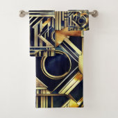 Art-deco marble Black and gold Jazzy Geometric  Badhandtuch Set (Insitu)