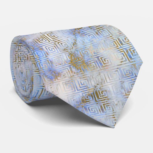 ART DECO MARBLE BLAUE GOLD ABSTRAKTE KRAWATTE (Gerollt)