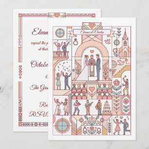 Art Deco Märchenhochzeit Einladung