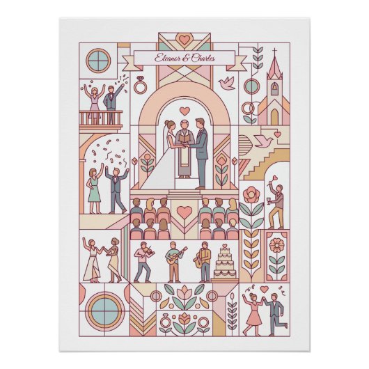 Art Deco Märchenhochzeit Poster (Vorderseite)