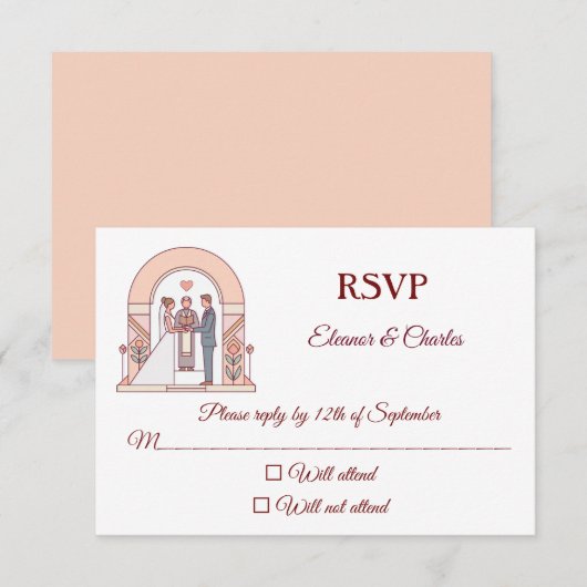 Art Deco Märchenhochzeit RSVP Karte (Vorne/Hinten)