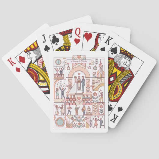 Art Deco Märchenhochzeit Spielkarten (Rückseite)