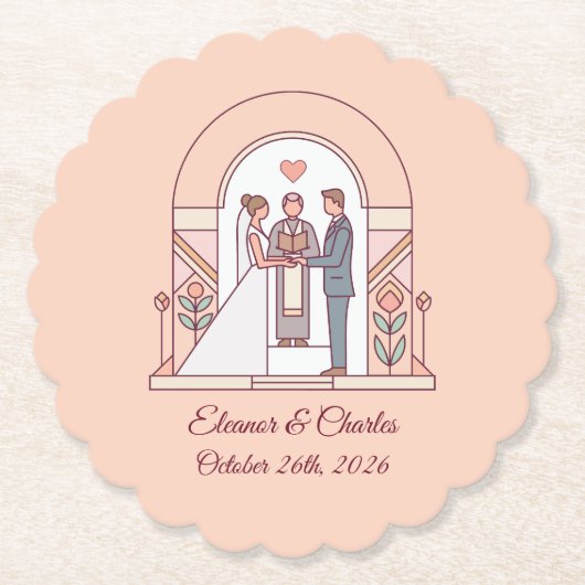 Art Deco Märchenhochzeit Untersetzer (Vorderseite)