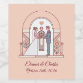 Art Deco Märchenhochzeit Weinetikett (Einzelnes Label)