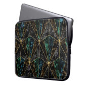 Art-Deco-Marmor: Malachite Luxury Laptopschutzhülle (Vorderseite Links)