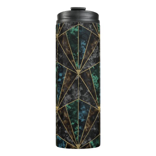 Art-Deco-Marmor: Malachite Luxury Thermosbecher (Vorderseite)