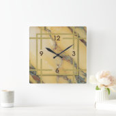 Art-Deco-Marmor Quadratische Wanduhr (Zuhause)