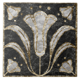 Art Deco Marmor Tile Floral. Bluebell-Blume Fliese