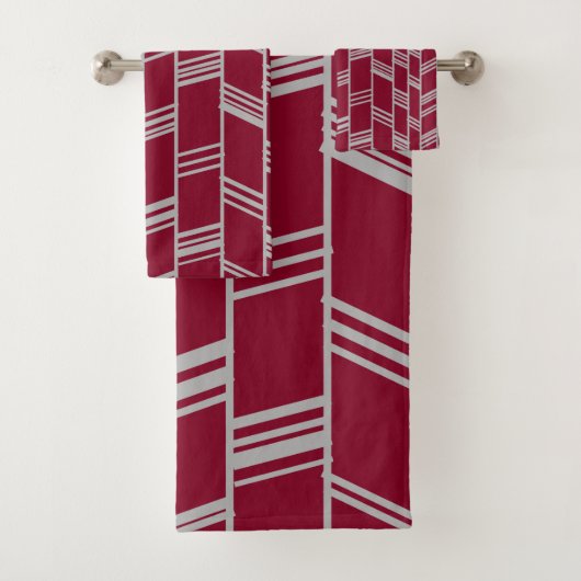 Art Deco Maroon Badhandtuch Set (Insitu)