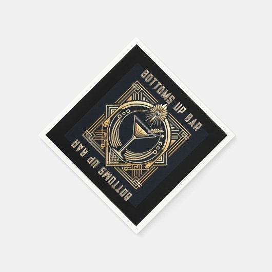 Art Deco Martini-Bar Logo Serviette (Ecke)
