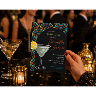 Art Deco Martini Geburtstagseinladung Einladung