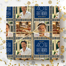 Art Deco Maßgeschneidertes Altersfoto Geburtstag N Geschenkpapier