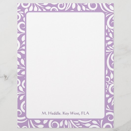 Art Deco Mauve Verziert Personalisiert Letterhead Briefbogen (Vorderseite)