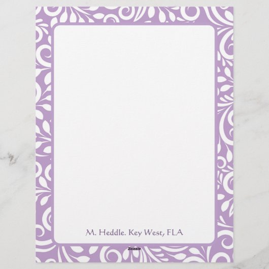 Art Deco Mauve Verziert Personalisiert Letterhead Briefbogen (Rückseite)