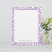 Art Deco Mauve Verziert Personalisiert Letterhead Briefbogen (Stehend Vorderseite)