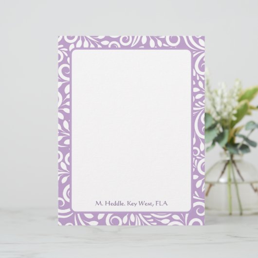 Art Deco Mauve Verziert Personalisiert Letterhead Briefbogen (Stehend Vorderseite)