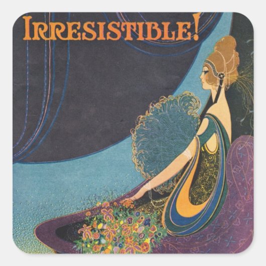 Art Deco Mavis Perfume Werbung Quadratischer Aufkleber (Vorderseite)