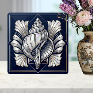 Art Deco Meeresmuschel Silber Perlmutt-Stil  Fliese